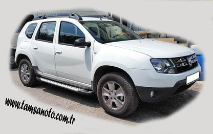 Side sills Allmond Grey (2 pieces, aluminum) for Renault Duster 2008-2017 - Reelken Auto