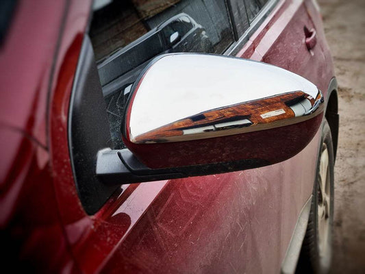 Covers for mirrors (2 pcs, steel) for Nissan Qashqai 2007-2010 - Reelken Auto