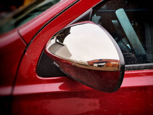 Covers for mirrors (2 pcs, steel) for Nissan Qashqai 2007-2010 - Reelken Auto