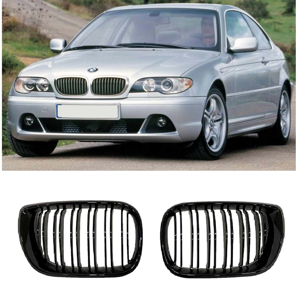 Kidneys M-Look DPT (for Coupe 2003-2006, Gloss Black) for BMW 3 Series E-46 1998-2006 - image 3