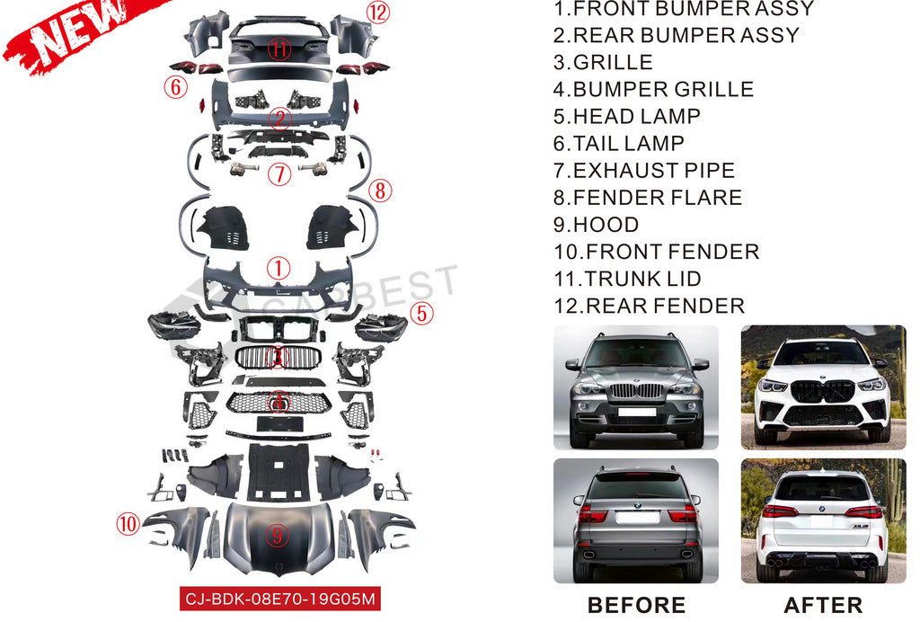 Facelift Body Kit to X5M F95 2019 for BMW X5 E-70 2007-2013 - image 7