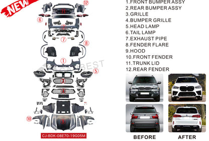 Facelift Body Kit to X5M F95 2019 for BMW X5 E-70 2007-2013 - image 7