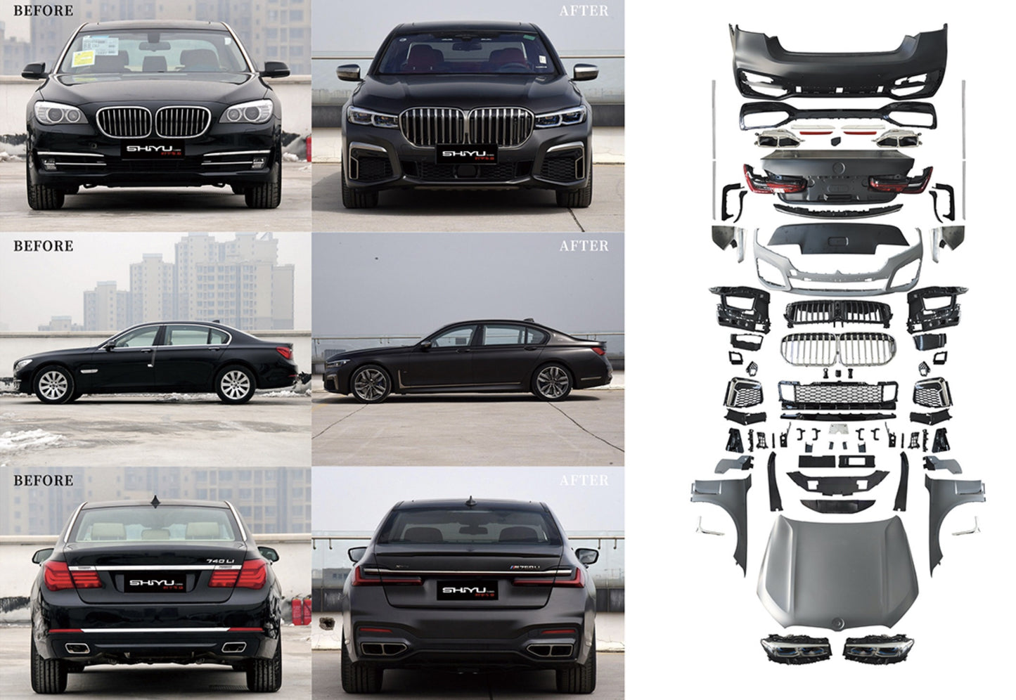 Facelift Kit to G12 M760 (with trunk lid and rear fender replacement) for BMW 7 Series F01/F02 2008-2015 - image 1