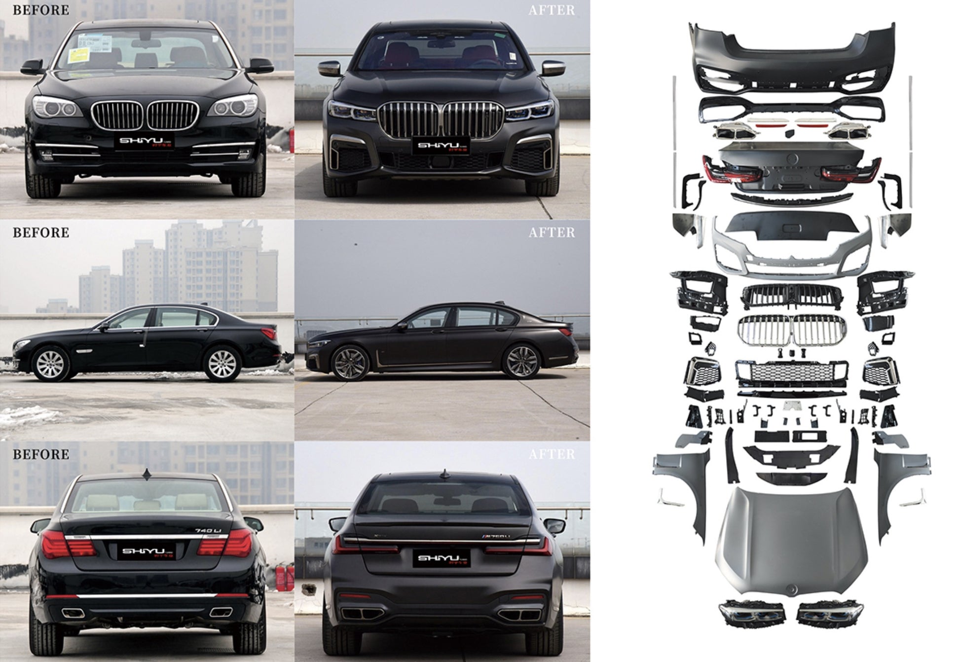 Facelift Kit to G12 M760 (with trunk lid and rear fender replacement) for BMW 7 Series F01/F02 2008-2015 - image 1