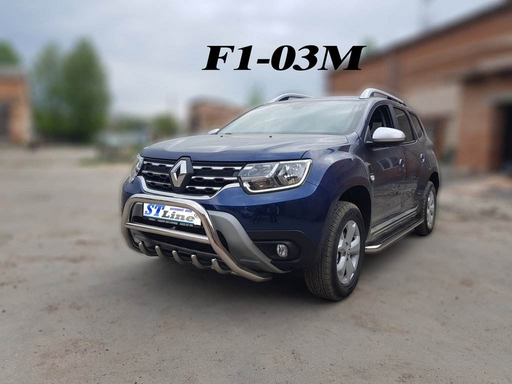 Kangaroo cage without inscription WT003 (stainless steel) for Renault Duster 2018-2024 - Reelken Auto