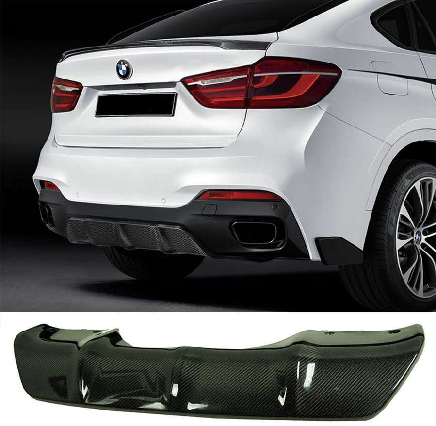 Rear Bumper Diffuser V2 (for M-Sport, Carbon) for BMW X6 F-16 2014-2019 - image 5