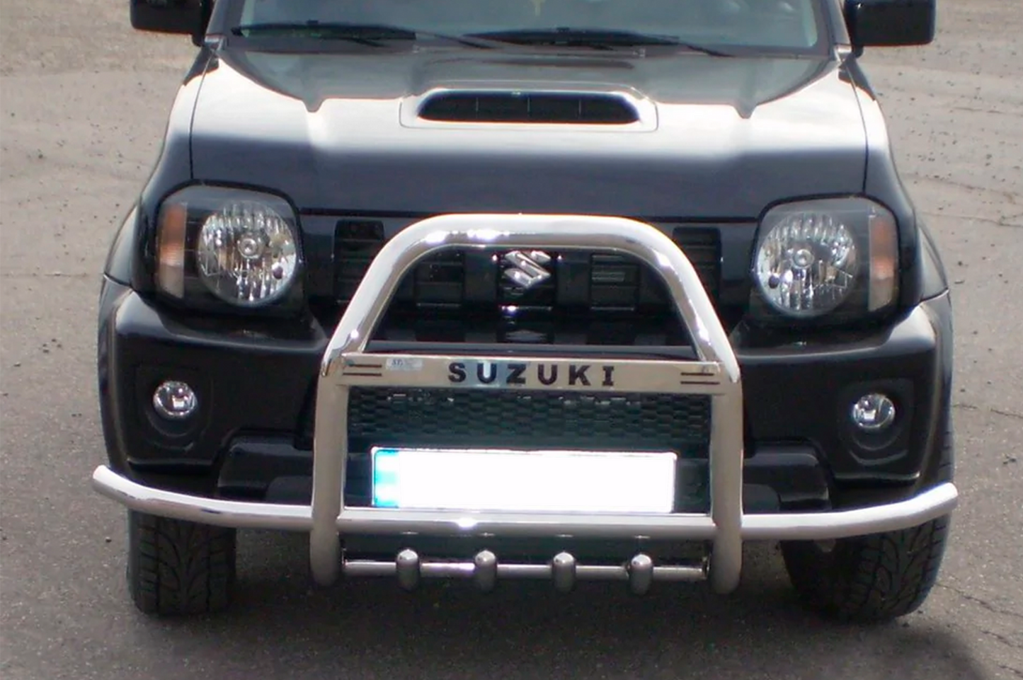 Bull Bar QT007-Exclusive (with lettering, stainless steel) for Suzuki Jimny 1998-2018 - image 1