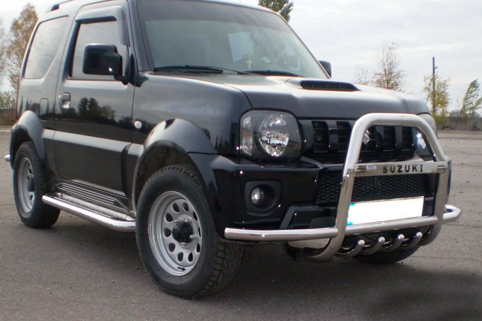 Bull Bar QT007-Exclusive (with lettering, stainless steel) for Suzuki Jimny 1998-2018 - image 2