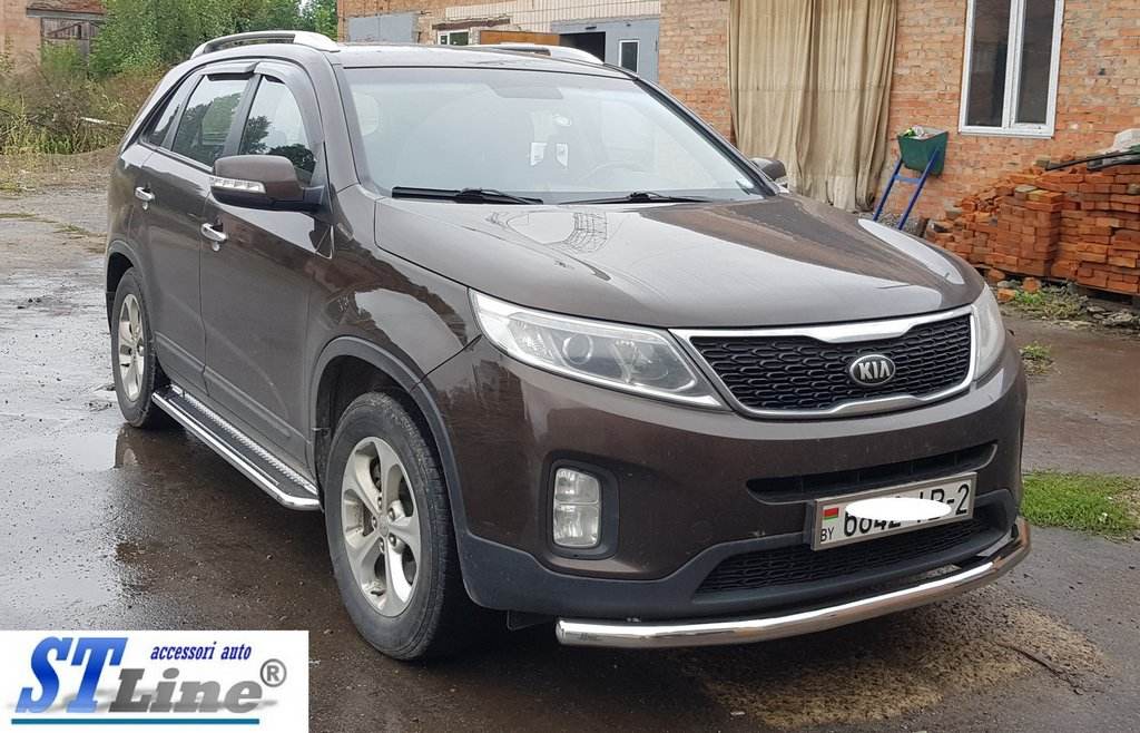Front protection ST008 (2013-2015, stainless steel.) for Kia Sorento II XM 2009-2014 - Reelken Auto