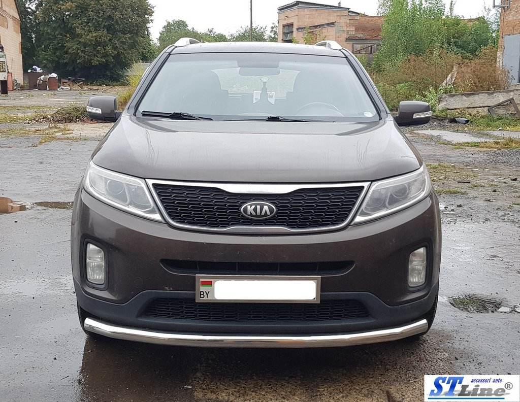 Front protection ST008 (2013-2015, stainless steel.) for Kia Sorento II XM 2009-2014 - Reelken Auto