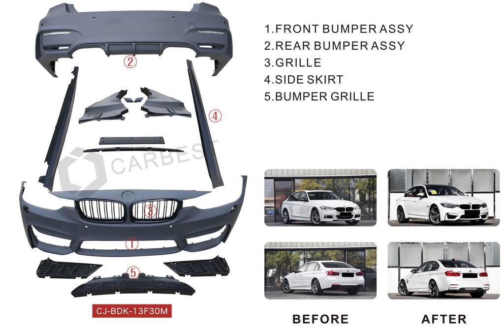 Kit of body kits without wings (F80 M3) for BMW 3 series F-30/31/34 2012-2019 - Reelken Auto