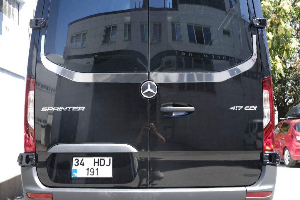 Rear glass edge V-2 Carmos (2 pcs, stainless steel) for Mercedes Sprinter W907/W910 2018↗ - Reelken Auto