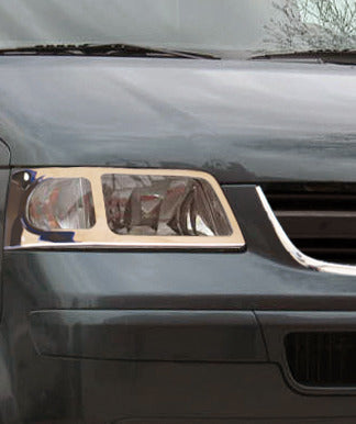 Overlays on front lights (2 PCs, stainless steel) for Volkswagen T5 Transporter 2003-2010 - image 1