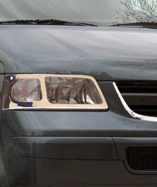 Overlays on front lights (2 PCs, stainless steel) for Volkswagen T5 Caravelle 2004-2010 - Reelken Auto