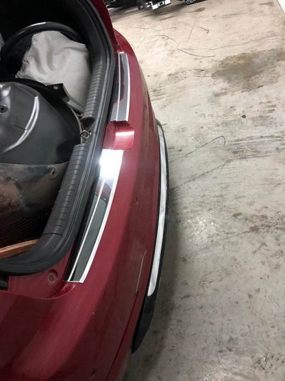 The trim on the rear bumper Carmos (Active, 2, stainless steel) for Hyundai I-20 2014-2020 - Reelken Auto