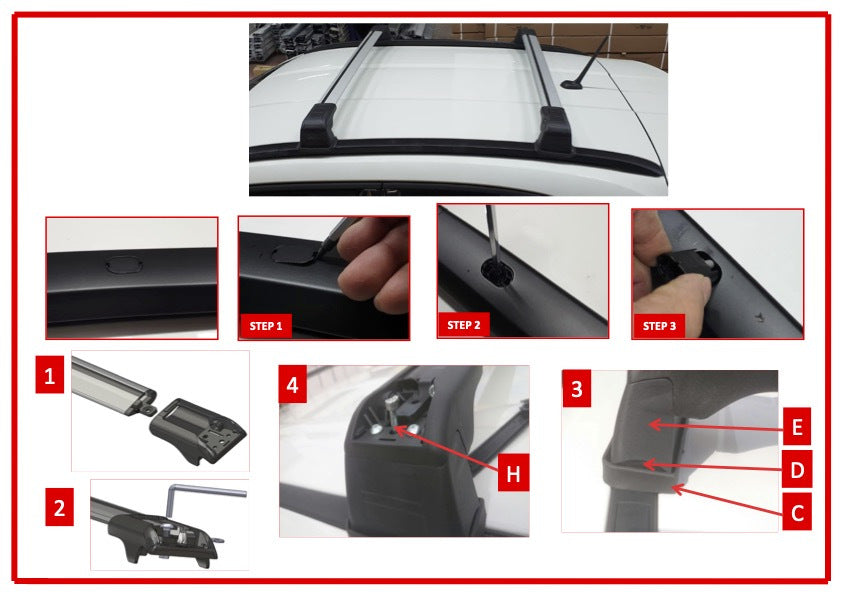 Roof bars for flush roof rails lockable Wingbar V3 (2 pcs) for Fiat 500X 2014-2024 - image 7