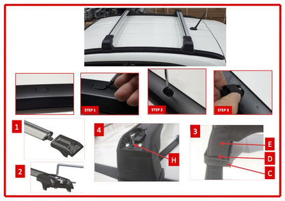 Roof bars for flush roof rails lockable Wingbar V3 (2 pcs) for Fiat 500X 2014-2024 - image 7