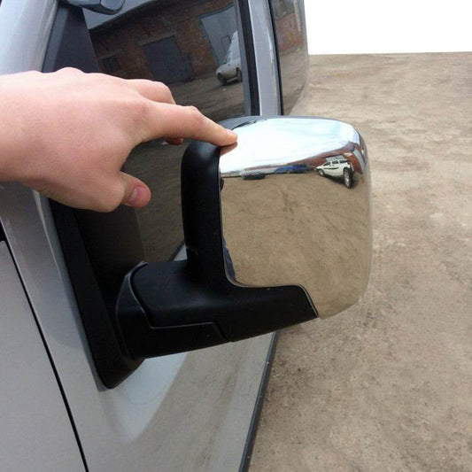 Covers for mirrors tops (2 pcs, stainless steel.) for Citroen Nemo - Reelken Auto