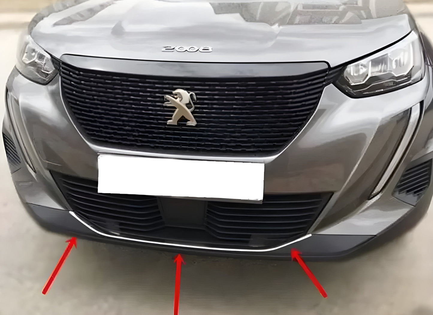 Front bumper protector trim (1 pc, stainless steel) for Peugeot 2008 2019- - image 1