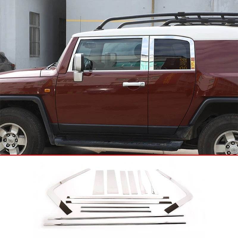 A set of window moldings (stainless steel, 16 pcs.) for Toyota FJ Cruiser - Reelken Auto