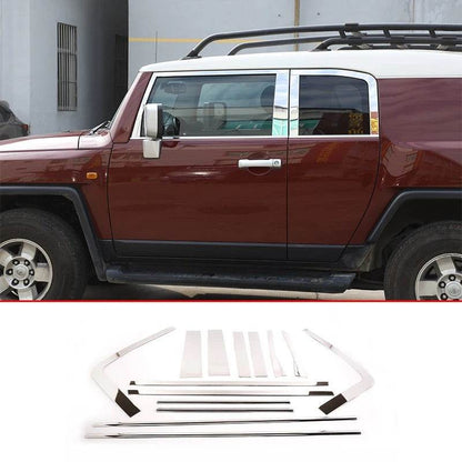 A set of window moldings (stainless steel, 16 pcs.) for Toyota FJ Cruiser - Reelken Auto