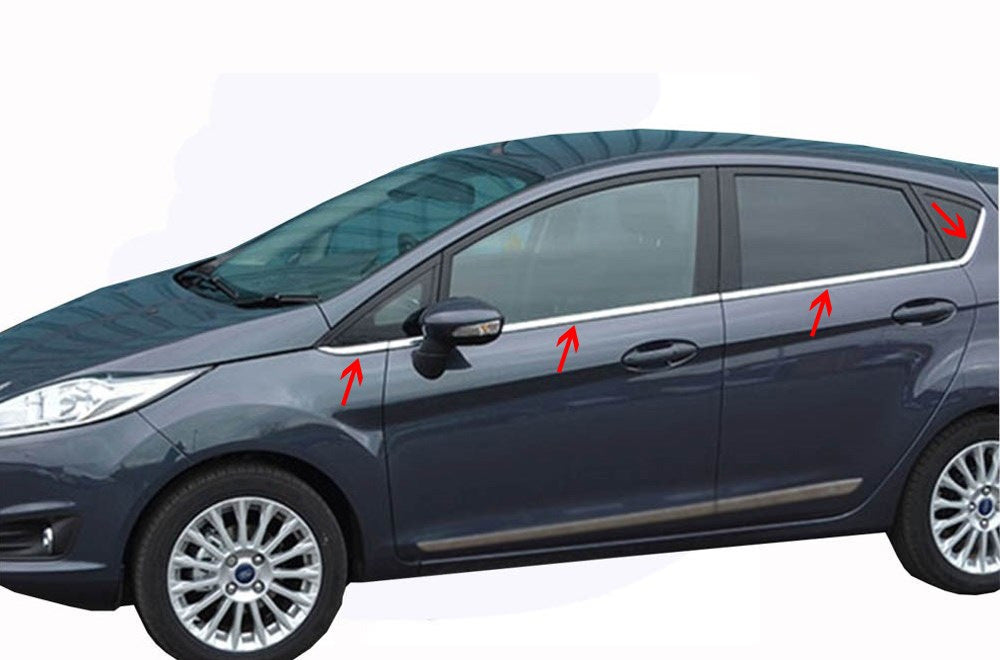 Glass molding (8 pcs., stainless steel) for Ford Fiesta 2008-2017 - image 1