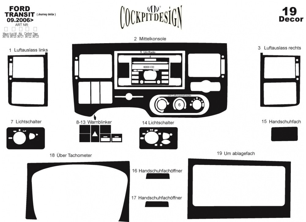 Dashboard Trim Covers (2006↗) for Ford Transit 2000-2014 - image 15