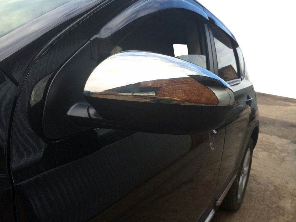 Covers for mirrors (2 pcs, steel) for Nissan Qashqai 2007-2010 - Reelken Auto