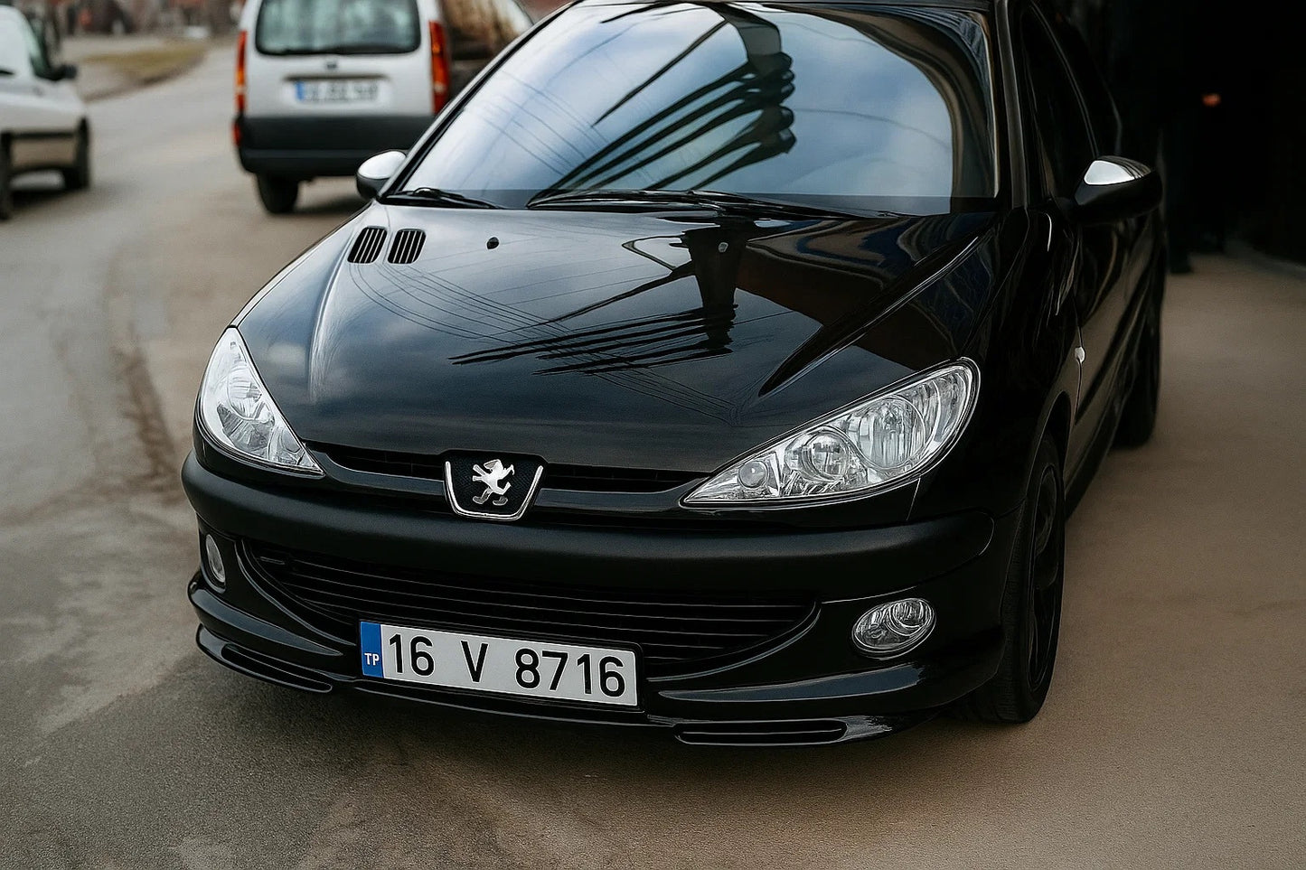 Front lower lip spoiler (primed) for Peugeot 206 1998-2024 - image 1