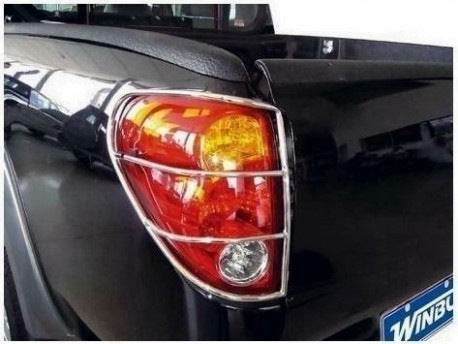 Protection of rear lights (stainless steel, 2 pcs.) for Mitsubishi L200 2006-2015 - Reelken Auto