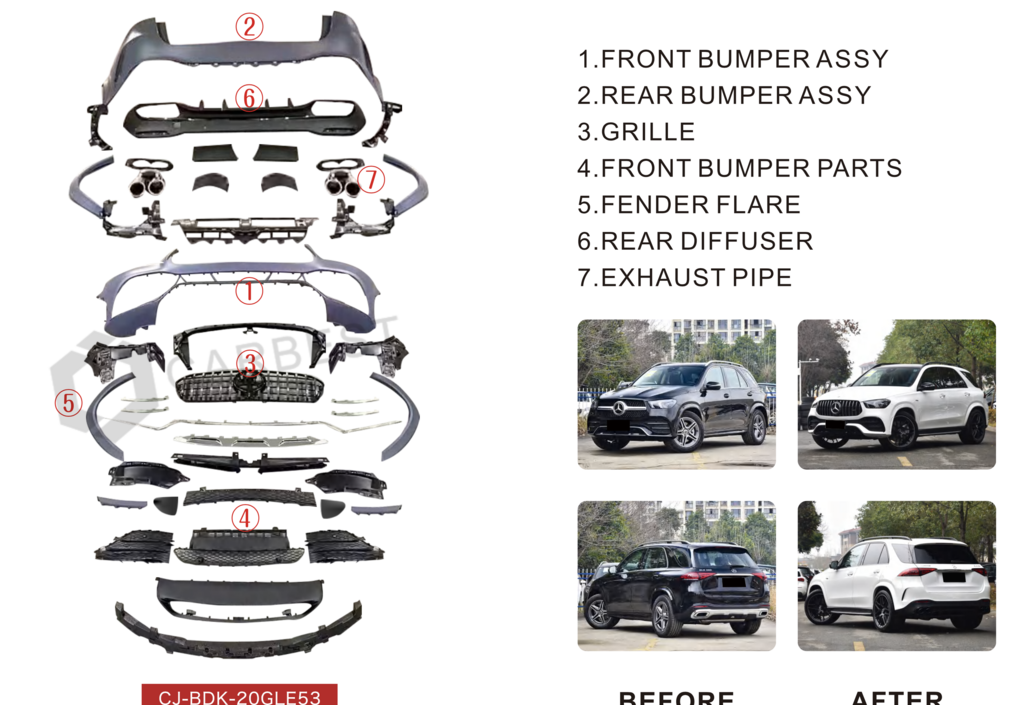 AMG GLE53 Body Kit Set (with full rear bumper) for Mercedes GLE W167 2018- - image 2