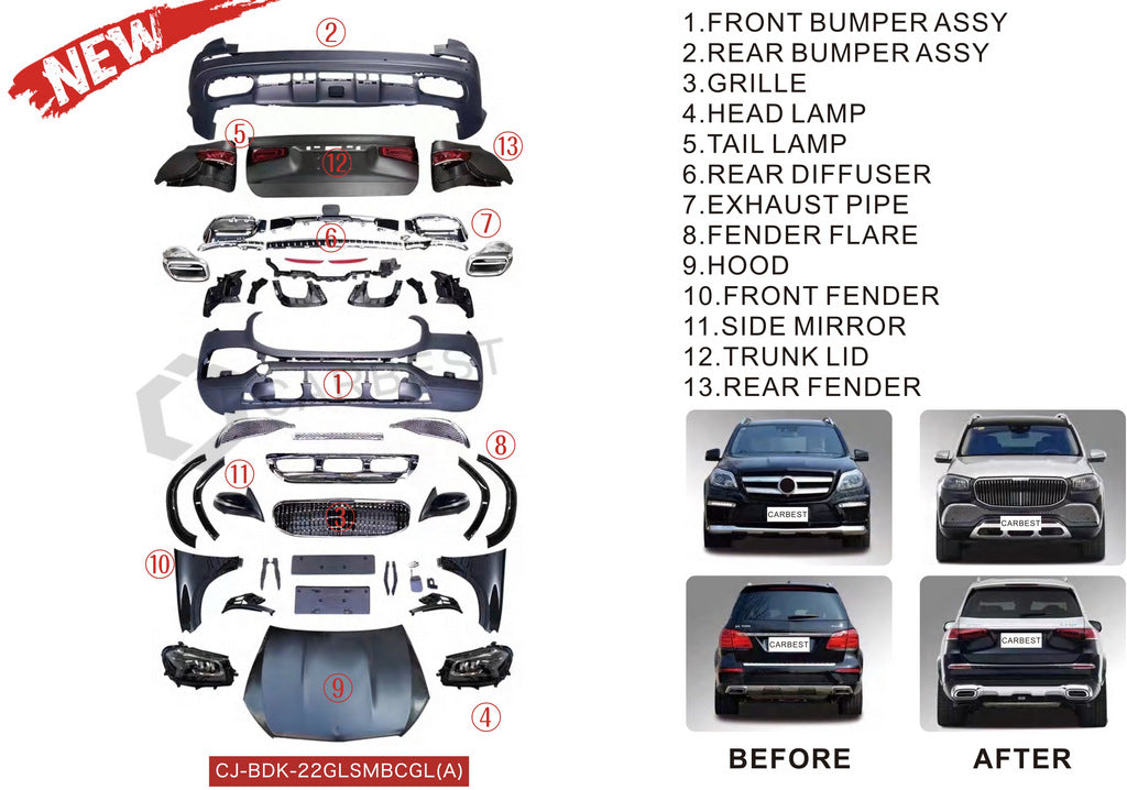 Facelift Conversion Kit from X166 to GLS X167 Maybach (Type-A) for Mercedes GL/GLS сlass X166 2012-2019 - image 1