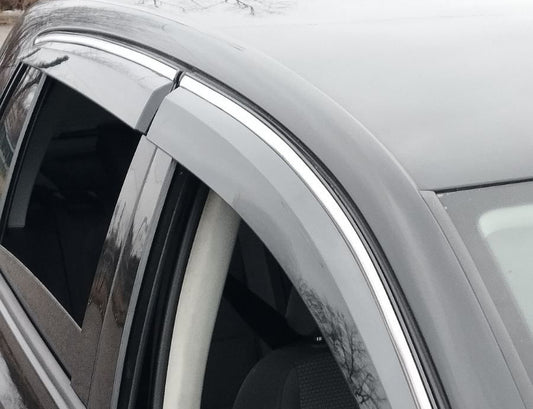 Window Deflectors with Chrome Trim (4 pcs, Sunplex Chrome) for Volkswagen Golf 5 2003-2009 - image 2