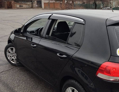 Window Deflectors with Chrome Trim HB (4 pcs, Sunplex Chrome) for Volkswagen Golf 6 2008-2014 - image 3