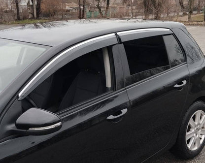 Window Deflectors with Chrome Trim (4 pcs, Sunplex Chrome) for Volkswagen Golf 5 2003-2009 - image 8