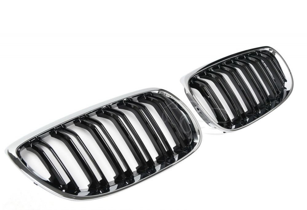 M-Look Kidney Grilles (for 2005-2009, Gloss Black with Chrome Trim) for BMW 3 Series E92/E93 2006–2013 - image 2