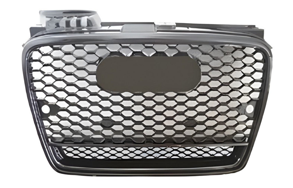 RS-style V-2 front grille (black with chrome) for Audi A4 B7 2004-2008 - image 1