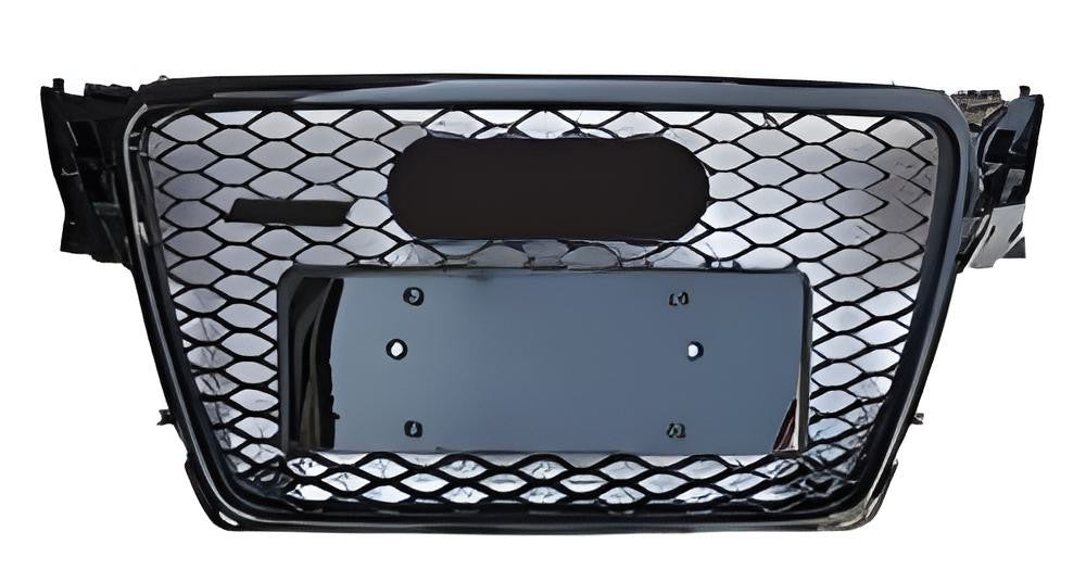 RS-style V-1 front grille (2007-2011, black with chrome) for Audi A4 B8 2007-2015 - image 1