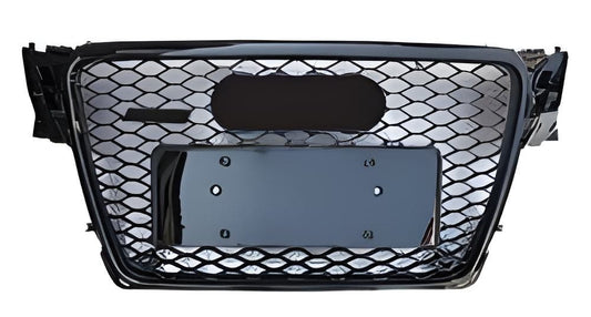 RS-style V-1 front grille (2007-2011, black with chrome) for Audi A4 B8 2007-2015 - image 1