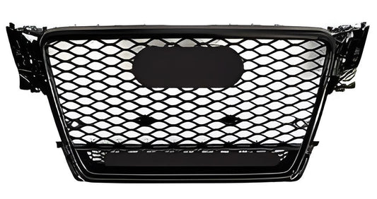 RS-style front grille (2007-2011, black with chrome) for Audi A4 B8 2007-2015 - image 1