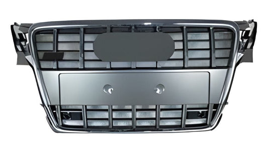RS-style front grille (2007-2011, gray with chrome) for Audi A4 B8 2007-2015 - image 1