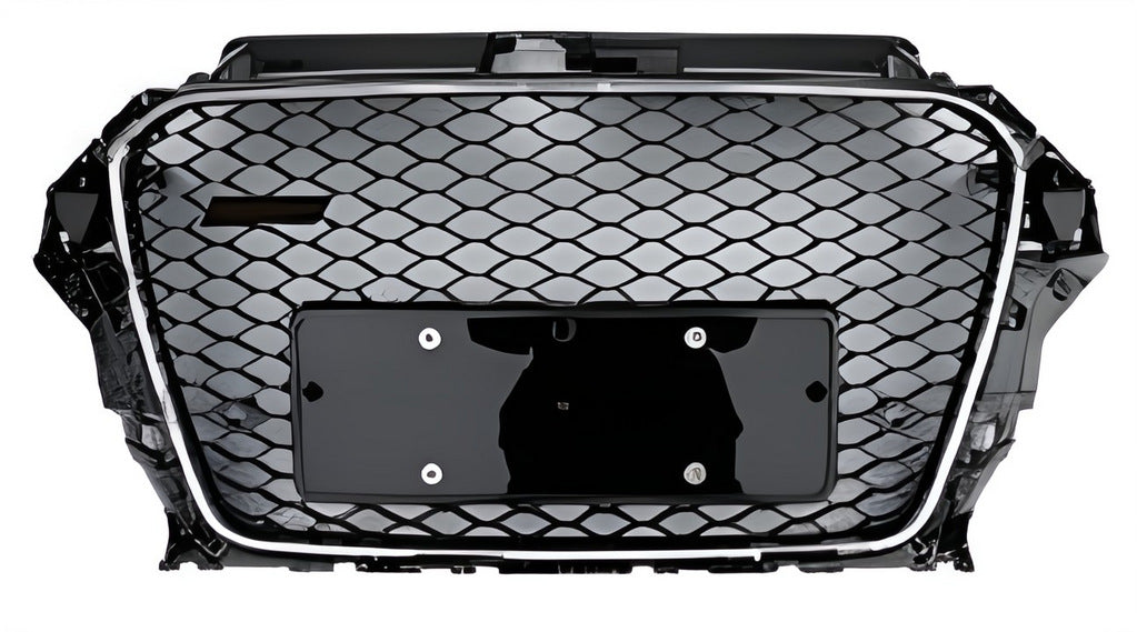 RS-style front grille (2012-2016, black with chrome) for Audi A3 2012-2020 - image 1