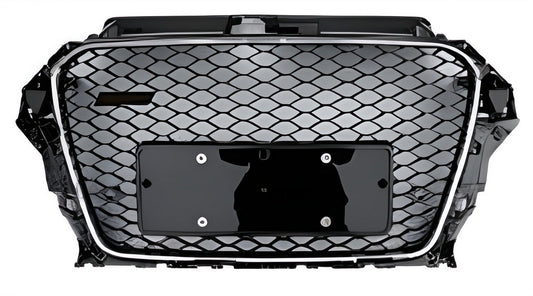 RS-style front grille (2012-2016, black with chrome) for Audi A3 2012-2020 - image 1