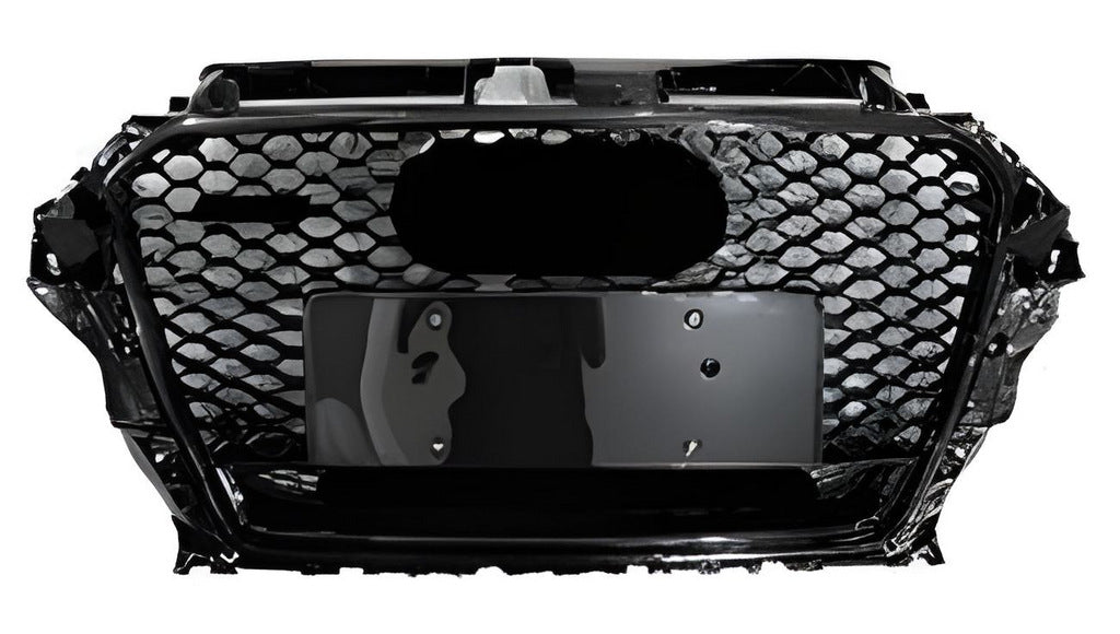 RS-style front grille with Quattro lettering (2012-2016, black) for Audi A3 2012-2020 - image 1