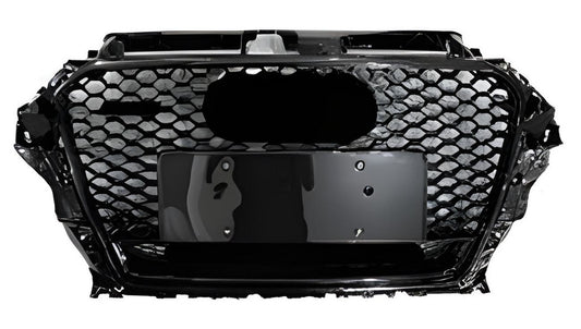 RS-style front grille with Quattro lettering (2012-2016, black) for Audi A3 2012-2020 - image 1