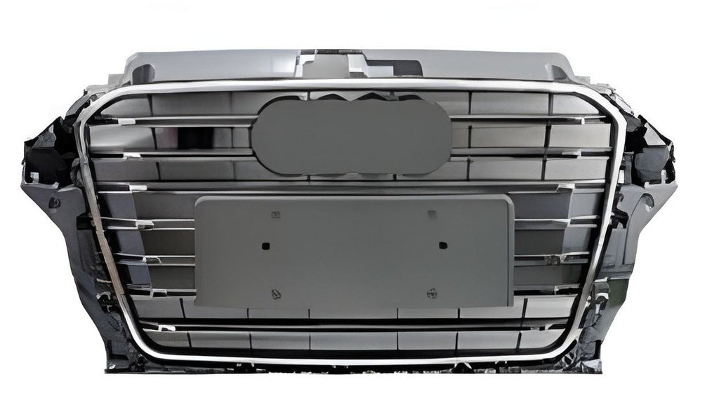 RS-style front grille (2012-2016, gray with chrome) for Audi A3 2012-2020 - image 1