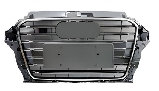 RS-style front grille (2012-2016, gray with chrome) for Audi A3 2012-2020 - image 1