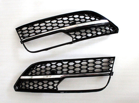 Fog Light Grilles RS-Style V-2 (2012-2016, 2 pcs, Black) for Audi A3 2012-2020 - image 1