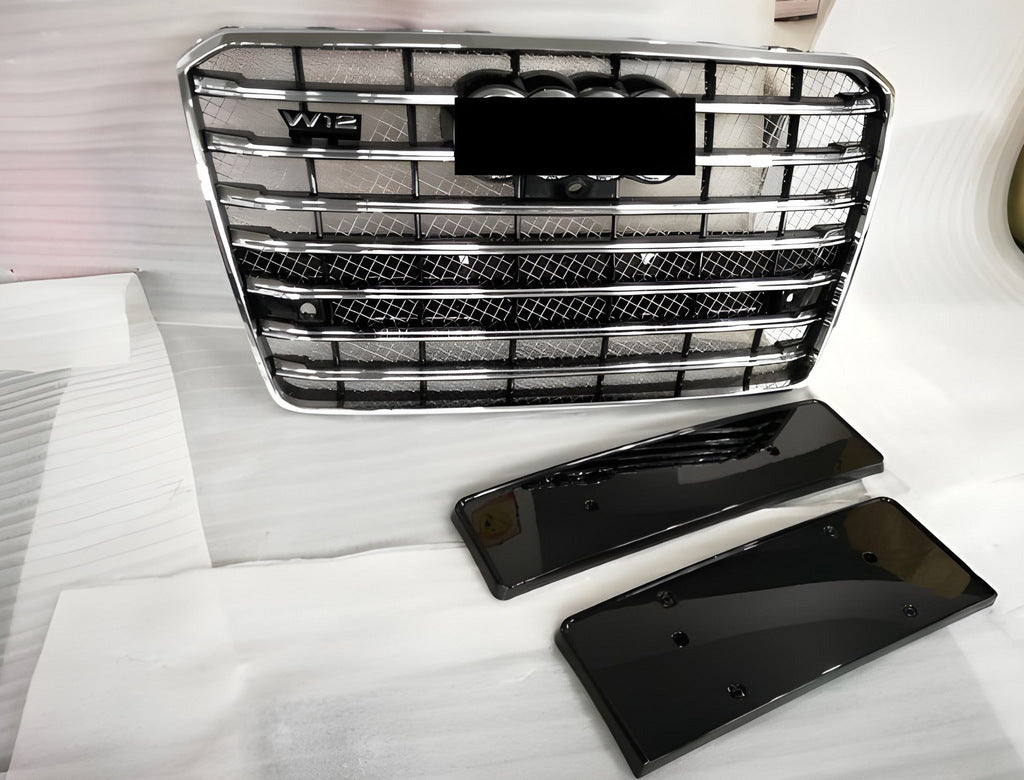 Front grille (2014-2018, black with chrome) for Audi A8 2010-2018 - image 1