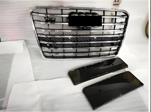 Front grille (2014-2018, black with chrome) for Audi A8 2010-2018 - image 2